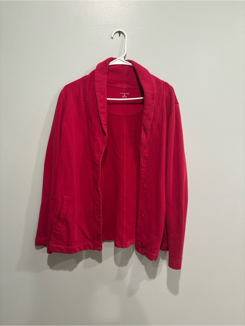Lands' End bright red cotton hoodie